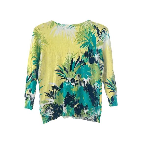 Joseph A. Floral Button Down Cardigan Sz Medium Petite - Picture 2 of 7